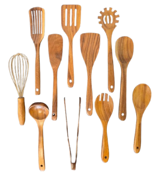 11-Piece Teak Wood Cooking Utensil Set – Durable, Premium Quality - Image 2
