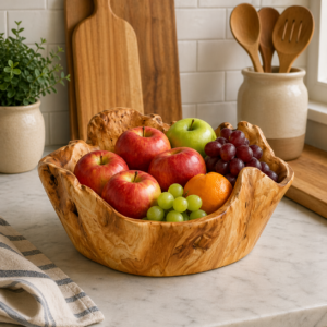 Handcrafted Natural Wood Fruit Bowl