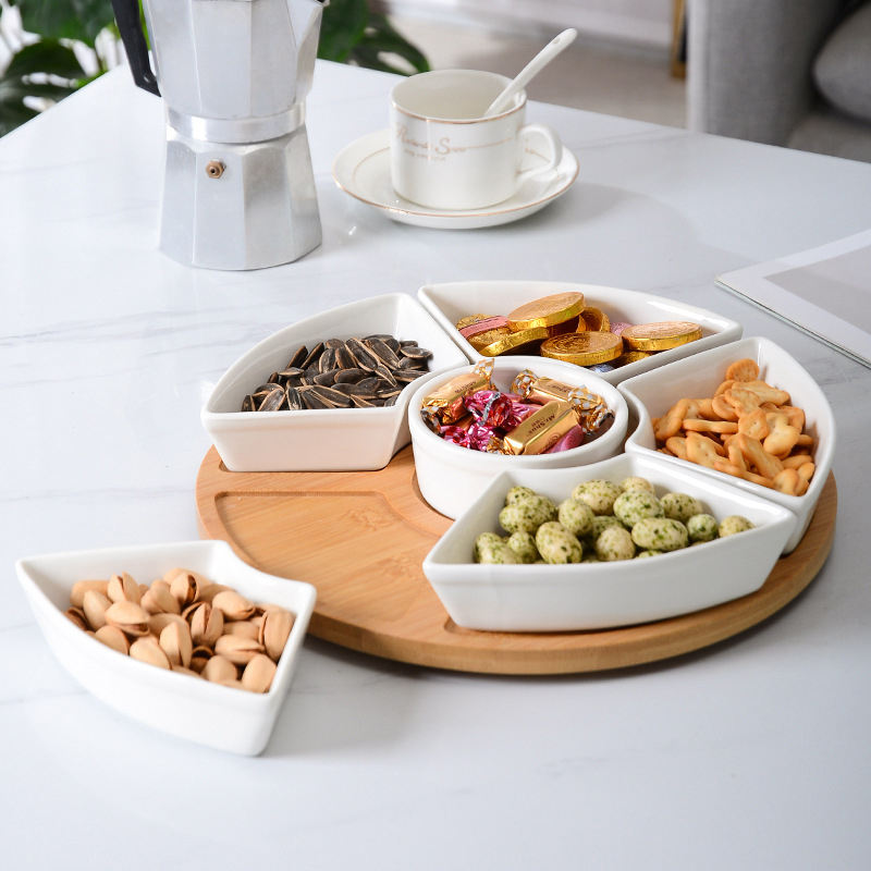 ceramic-snack-plate-rotating-wooden-tray-1